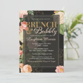 Brunch en Bubble Glitter Floral Shower Kaart (Staand voorkant)