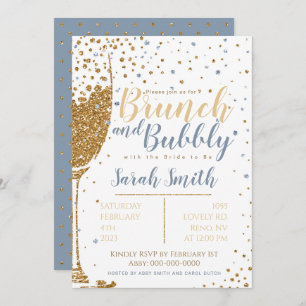 Brunch en Bubble Gold glitter_dusty blue Kaart