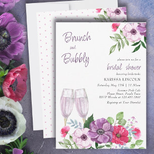 Brunch en Bubble Paars Pink Floral Vrijgezellenfee Kaart