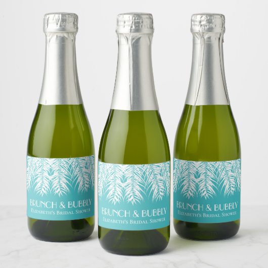 Brunch en Bubble Turquoise Mini Sparkling Wijnetiket (Flessen)