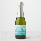 Brunch en Bubble Turquoise Mini Sparkling Wijnetiket (Voorkant)