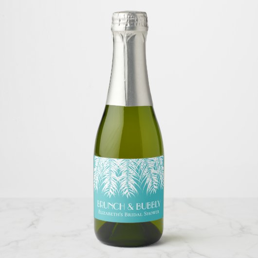Brunch en Bubble Turquoise Mini Sparkling Wijnetiket (Voorkant)
