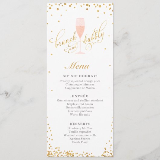 Brunch en Bubble Verloving | Shower Menu (Voorkant)