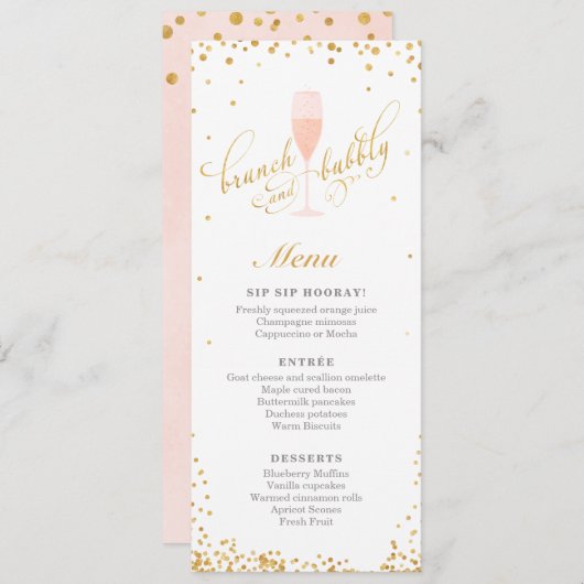 Brunch en Bubble Verloving | Shower Menu (Voorkant / Achterkant)