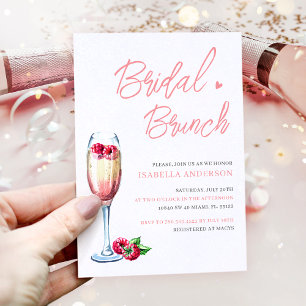 Brunch en Bubbly Blush Roze Vrijgezellenfeest Kaart