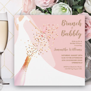Brunch en Bubbly Blush Roze Vrijgezellenfeest Kaart