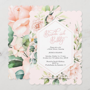 Brunch en bubbly blush waterverf floral kaart