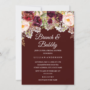 Brunch en Bubbly Bourgondië Floral Vrijgezellenfee Kaart