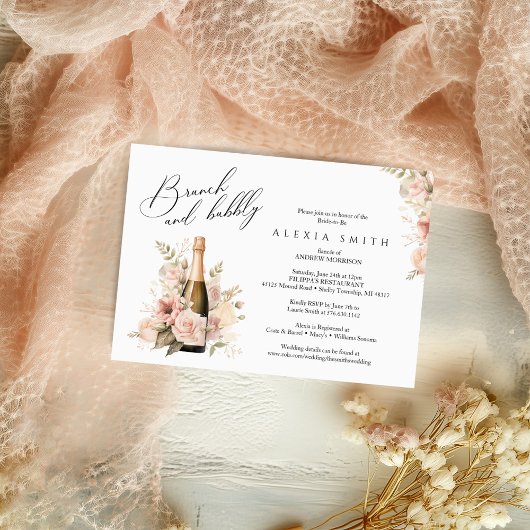 Brunch en Bubbly Elegante Moderne Douche uitnodigi Kaart