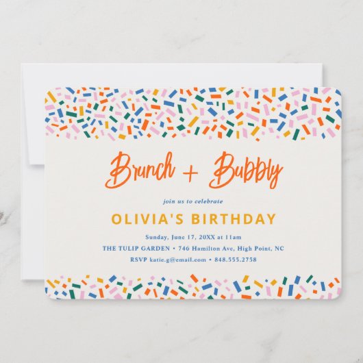 Brunch en Bubbly Feestelijke Leuke Verjaardagsfees Kaart (Voorkant)