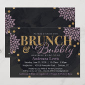 Brunch en Bubbly Glitter Waterverf Douche Uitnodig Kaart (Voorkant / Achterkant)