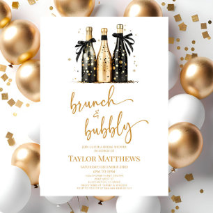 Brunch en Bubbly Gold Champagne Vrijgezellenfeest Kaart