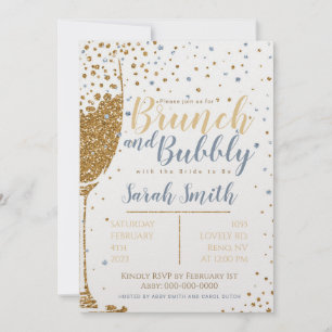 Brunch en Bubbly goud glitter_stoffig blauw_groter Kaart
