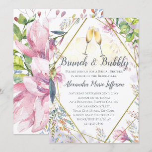 Brunch en Bubbly Groene Roze Lelie Vrijgezellenfee Kaart