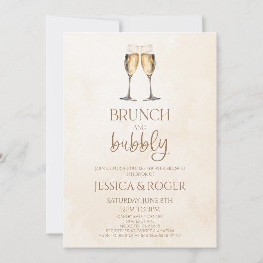 Brunch en Bubbly Koppels Bruiloft Douche Brunch Kaart (Voorkant)
