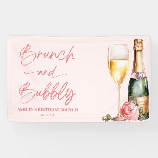 Brunch en Bubbly Mimosa Champagne Verjaardagsbrunc Spandoek (Horizontaal)
