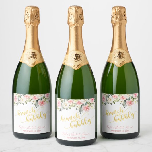 Brunch en Bubbly Mousserende Wijn Label - Gouden T Sparkling Wijnetiket (Flessen)
