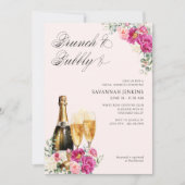 Brunch en Bubbly Pink Champagne Vrijgezellenfeest Kaart (Voorkant)