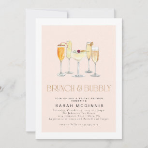 Brunch en Bubbly Prosecco Champagne Douche Uitnodi Kaart