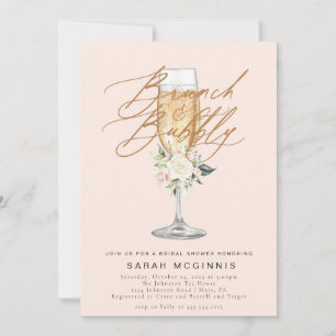Brunch en Bubbly Prosecco Champagne Douche Uitnodi Kaart