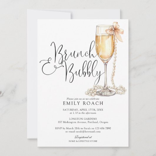 Brunch en Bubbly QR-code Vrijgezellenfeest Kaart (Voorkant)