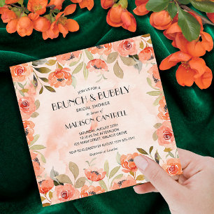 Brunch en Bubbly Sinaasappel Bloemen Vrijgezellenf Kaart