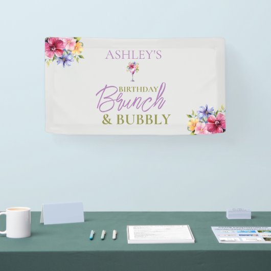 Brunch en Bubbly Verjaardagsbanner Spandoek (Beurs)