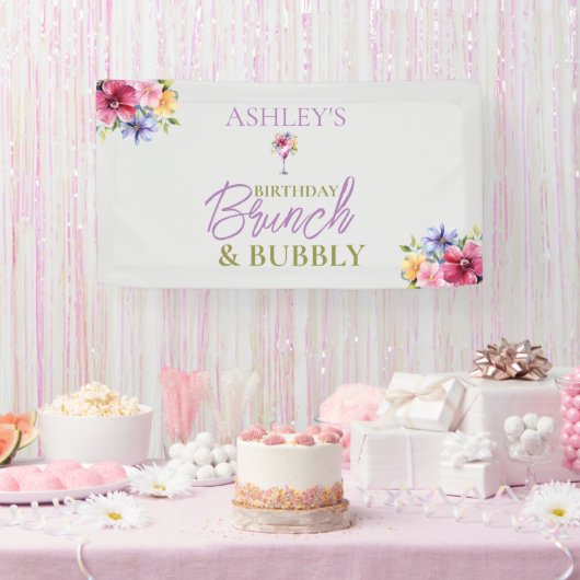 Brunch en Bubbly Verjaardagsbanner Spandoek (Feest)