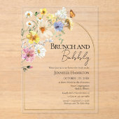 Brunch en Bubbly | Wildflower Boho Vrijgezellenfee Acryl Uitnodigingen (Voorkant)
