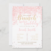 Brunch en Buig roze bubbels, harten en glitter Kaart (Voorkant)