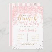 Brunch en Buig roze bubbels, harten en glitter Kaart (Voorkant / Achterkant)