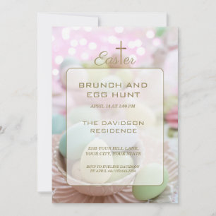 Brunch en eierzoektocht roze groene strepen kaart