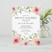 Brunch et Bubbly Blush Invitations floraux roses (Debout devant)