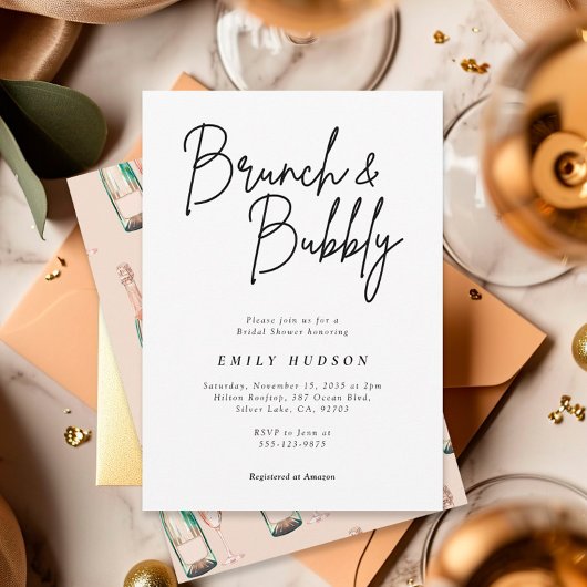 Brunch et Bubbly Elegant Bridal Shower Invitation