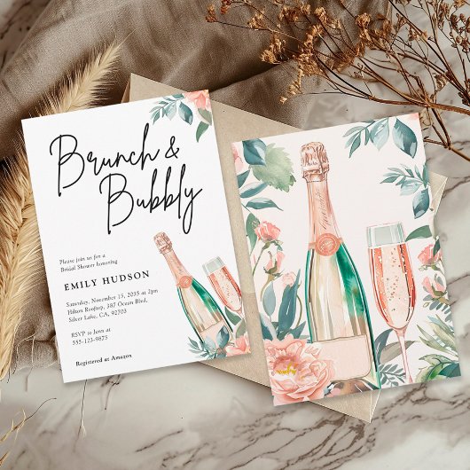Brunch et Bubbly Elegant Bridal Shower Invitation