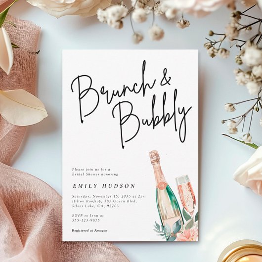 Brunch et Bubbly Elegant Bridal Shower Invitation