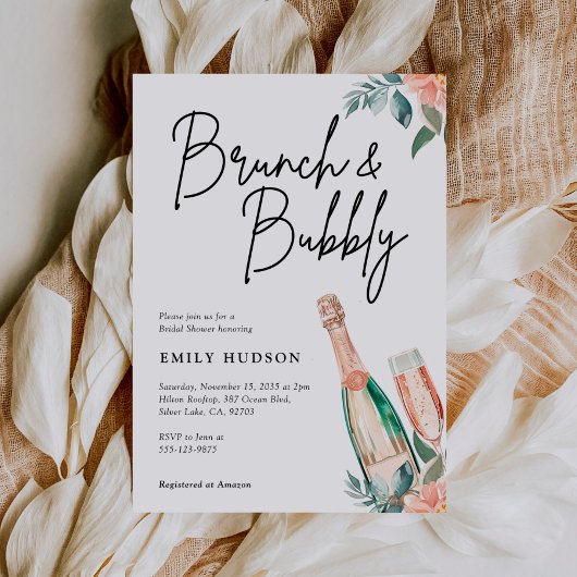 Brunch et Bubbly Elegant Bridal Shower Invitation