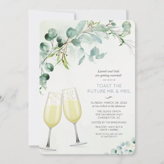 Brunch et Bubbly Fiançailles Invitation (Devant)