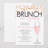 Brunch et Bubbly Floral Bridal Show Invitation (Devant / Derrière)