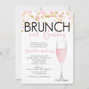 Brunch et Bubbly Floral Bridal Show Invitation