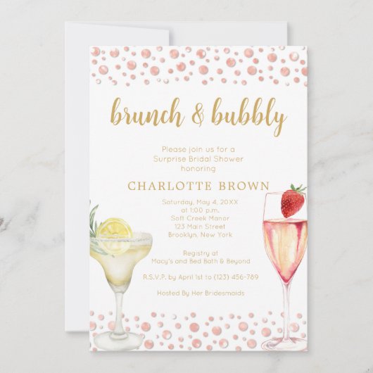 Brunch et Bubbly Floral Bridal Show Invitation (Devant)