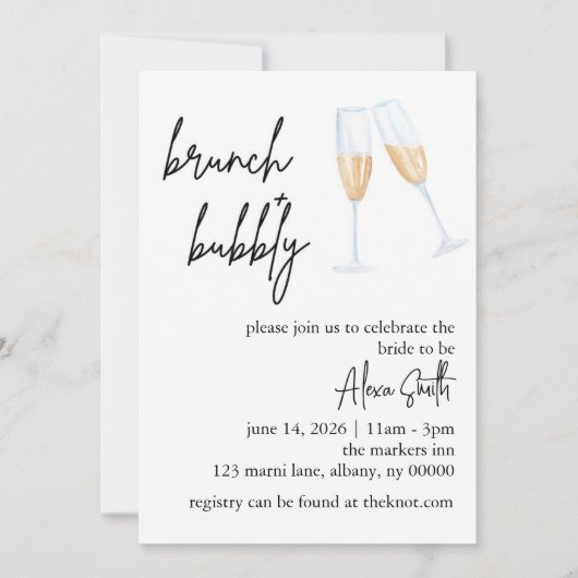 Brunch et Bubbly Invitation de douche nuptiale - M (Devant)