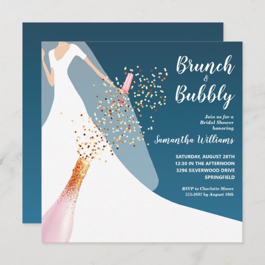 Brunch et Bubbly Invitation de douche nuptiale Tur (Devant / Derrière)