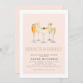 Brunch et Bubbly Prosecco Invitation de douche cha (Devant / Derrière)