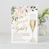 Brunch et Bubbly Shower Invitation Gold (Debout devant)