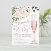 Brunch et Bubbly Shower Invitation Rose Gold (Debout devant)