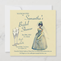 Brunch et Bubbly Vintage Bride Shower Invitation