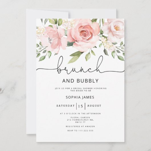 Brunch et bulle invitation à la douche nuptiale (Devant)