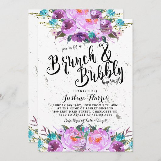 Brunch et bulle nuptiale douche Invitation (Devant / Derrière)