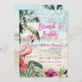 brunch flamand tropical invitation à la douche nup (Devant / Derrière)